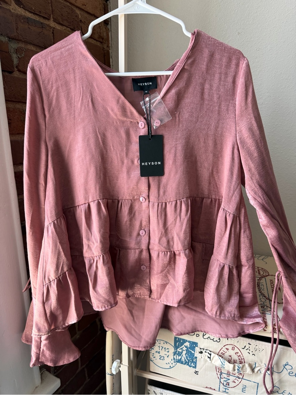 Pink Tiered Button-Front Blouse - Picture 5 of 5